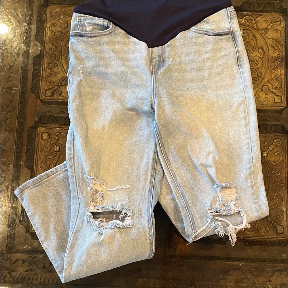 Pinkblush Light Blue Distressed Ankle Jeans